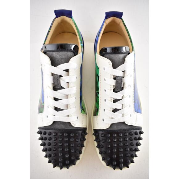 Christian Louboutin Louis Junior Spikes Orlato Flat Black Blue Low Sneaker 44 11 - Picture 8 of 14